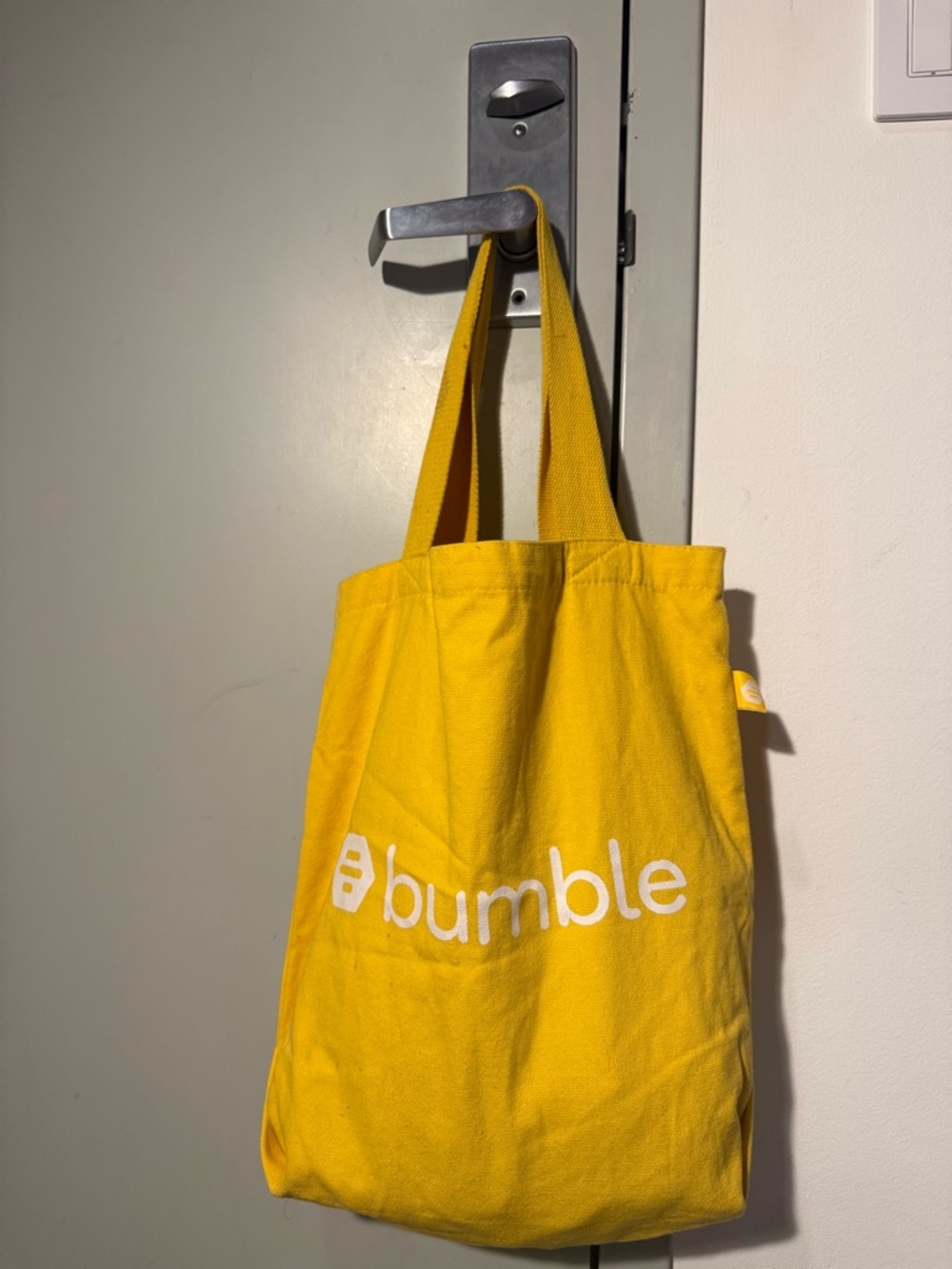 Bumble Yellow Canvas Tote with White Logo